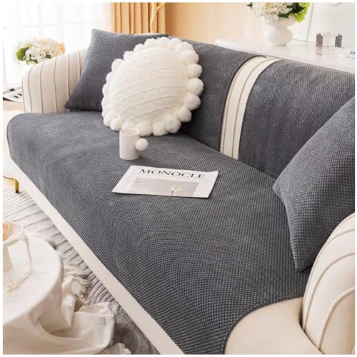 Axroad Mall Sofa-Schonbezug für 1/2/3/4-Sitzer, universal, rutschfest, L-Form, Couchbezug, Mais-Fleece-Stoff, Möbelschutz, Sofabezug für Wohnzimmer (dunkelgrau, 90 x 90 cm) von Axroad Mall