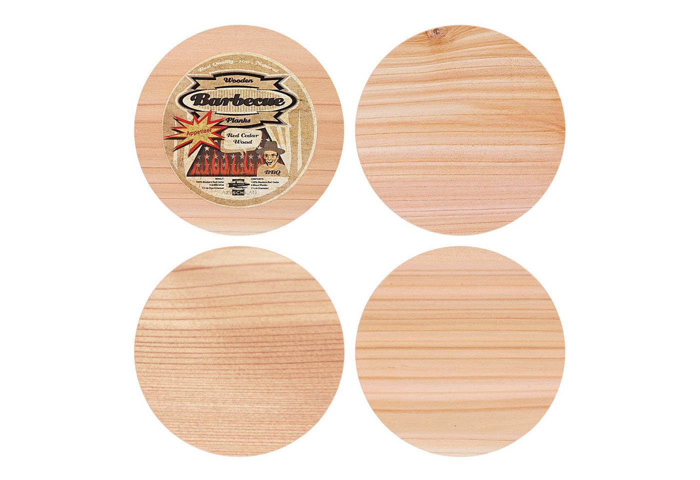 Axtschlag Aromaplanke Axtschlag Wood Plank Rotzeder Appetizer 4er Set, Holz von Axtschlag