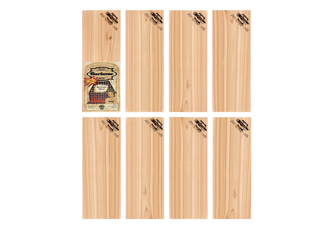 Axtschlag Aromaplanke Axtschlag Wood Plank Rotzeder BBQ Party Pack 8er Set, Holz Axtschlag Aromaplanke Axtschlag Wood Plank Rotzeder BBQ Party Pack 8er Set, Holz von Axtschlag