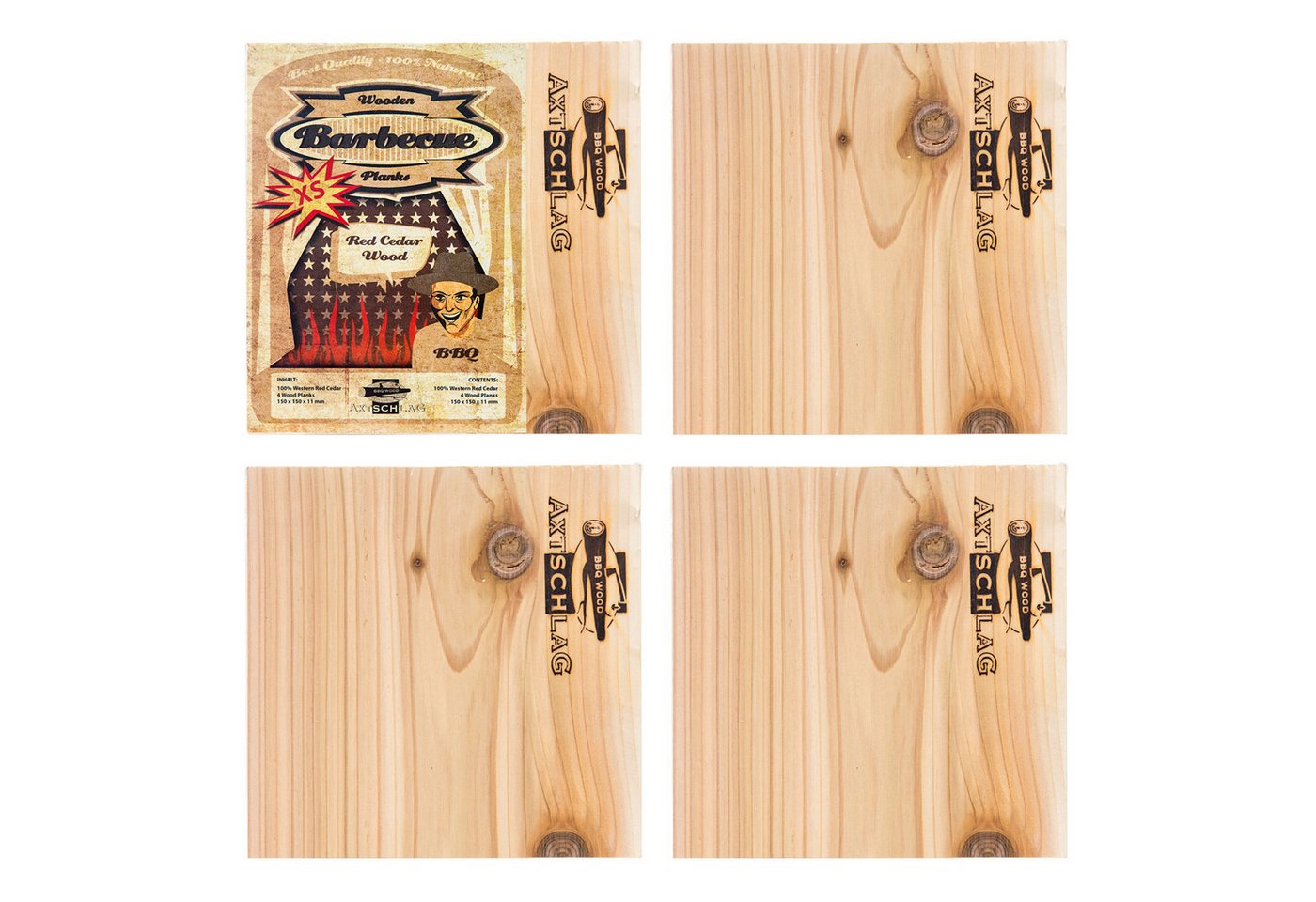 Axtschlag Aromaplanke Axtschlag Wood Plank Rotzeder XS 4er Set, Holz von Axtschlag