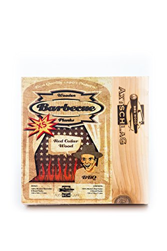 Axtschlag Grillbretter Zeder, 4 quadratische Wood Planks zum schonenden Garen mit aromatischer Rauchnote und Servieren, für alle Grills, 150x150x11 mm, mehrfach verwendbar von Axtschlag