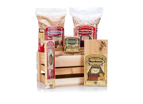 Axtschlag Räucherprofi BBQ Set | Geschenk Set zum Grillen, Smoken&Räuchern | Grillzubehör Set | 3 Grillbretter Zedernholz, Räucherchips Hickory, Räucherbox, Räuchermehl Kirsche&Grillspieße von Axtschlag