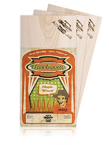 Axtschlag Grillbretter Ahorn, 3 Wood Planks zum schonenden Garen mit aromatischer Rauchnote und Servieren, für alle Grills & Smoker, 300x150x11 mm, mehrfach verwendbar Axtschlag Grillbretter Ahorn, 3 Wood Planks zum schonenden Garen mit aromatischer Rauchnote und Servieren, für alle Grills & Smoker, 300x150x11 mm, mehrfach verwendbar von Axtschlag