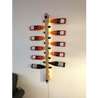 Modernes Weinregal Aus Eichenholz Mit Led-Beleuchtung - Wandmontage Für 10 Bzw. 12 Flaschen Modernes Weinregal Aus Eichenholz Mit Led-Beleuchtung - Wandmontage Für 10 Bzw. 12 Flaschen von AxtundAmboss