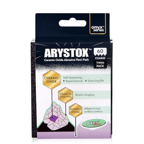 Axus Décor Arystox Keramikoxid-Schleifpads für Nass- und Trockenschleifer, Doppelnutzung, Karosserie-Schleifpads mit hochdichtem Schaumstoff, waschbar und wiederverwendbar, Doppelpack (Körnung 60) von Axus Décor