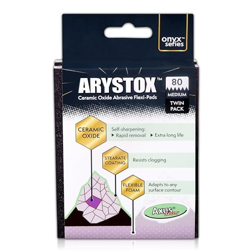 Axus Décor Arystox Keramikoxid-Schleifpads für Nass- und Trockenschleifer, Doppelnutzung, Karosserie-Schleifpads mit hochdichtem Schaumstoff, waschbar und wiederverwendbar, Doppelpack (Körnung 80) von Axus Décor