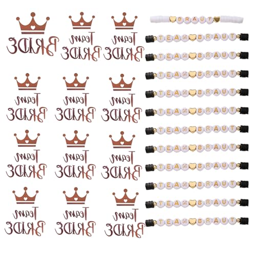 Axvxby 12 Stück JGA Armbänder Frauen 12PC Team Bride Armbänder mit Gold Tattoos JGA Accessoires für Hochzeitsgeschenk Brautjungfern Junggesellinnenabschied Axvxby 12 Stück JGA Armbänder Frauen 12PC Team Bride Armbänder mit Gold Tattoos JGA Accessoires für Hochzeitsgeschenk Brautjungfern Junggesellinnenabschied von Axvxby