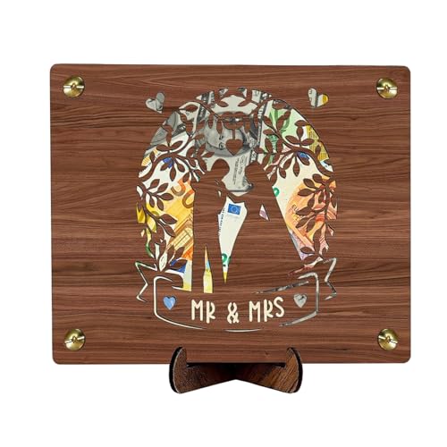 Axvxby Hochzeitsgeschenke für Brautpaar Holz-Hochzeitsgeschenk Wunscherfüller Geldgeschenk Hochzeitskarte Geldgeschenk Verpacken mit Umschlag und Ständer von Axvxby