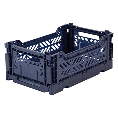 AY-KASA dunkelblaue, Faltbare Aufbewahrungsbox mit 26,6x17,1x10,5 cm und 4 Liter Volumen - Bunte Klappbox zum Einkaufen und Aufbewahren - Stabile Faltbox aus Plastik - Organizer Box von Ay-Kasa