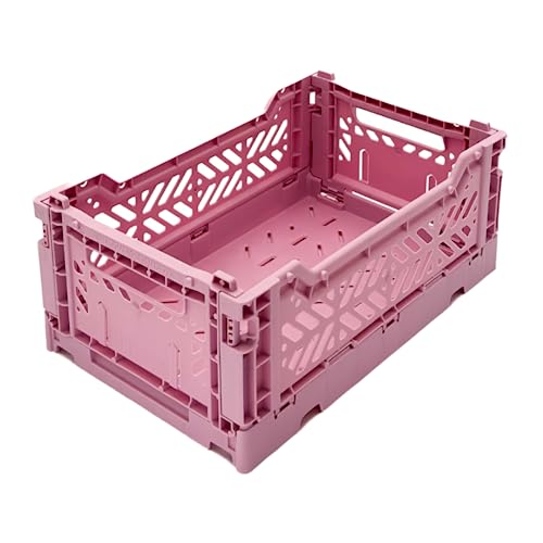 Ay-Kasa AYKASA Faltbare Aufbewahrungsbehälter, Kunststoffkiste zur Aufbewahrung, faltbare Kiste, stapelbare Box (mittelgroß, Kirschblüte) von AYKASA