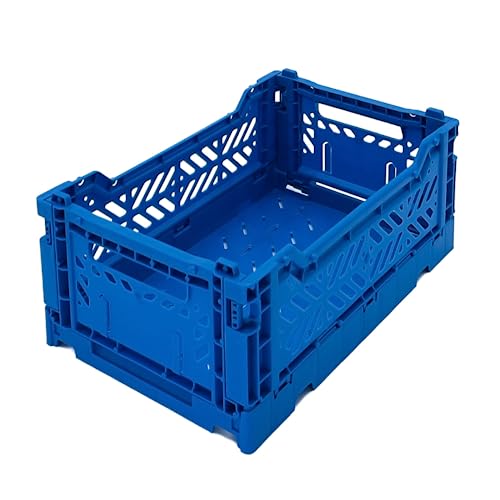 Ay-Kasa AYKASA Zusammenklappbare Aufbewahrungsbehälter, Kunststoffkiste zur Aufbewahrung, faltbare Kiste, stapelbare Box (klein, blau) von Ay-Kasa