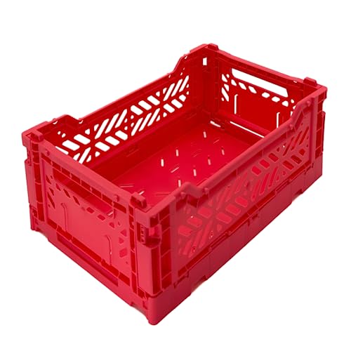 Ay-Kasa Aykasa Zusammenklappbare Aufbewahrungsbehälter, Kunststoffkiste zur Aufbewahrung, faltbare Kiste, stapelbare Box (klein, dunkelrosa) von Ay-Kasa