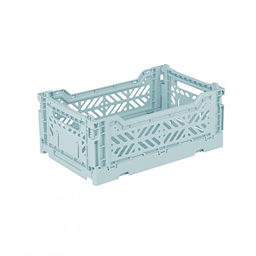 Ay-Kasa Klappkiste, stabile Faltkiste aus Kunststoff, stapelbar, Arctic Blue, Mini (27x17x11cm) von AYKASA