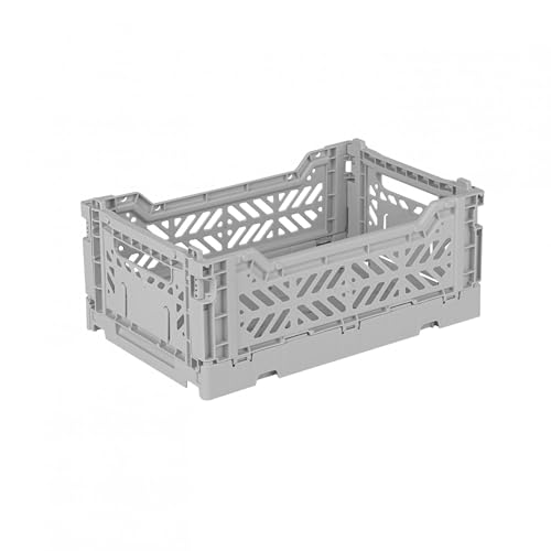 Ay-Kasa Klappkiste, stabile Faltkiste aus Kunststoff, stapelbar, Grey, Mini (27x17x11cm) von AYKASA