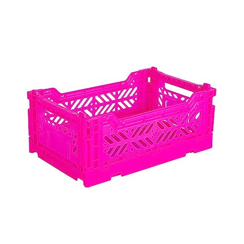 Ay-Kasa Klappkiste, stabile Faltkiste aus Kunststoff, stapelbar, Neon Pink, Mini (27x17x11cm) von Ay-Kasa