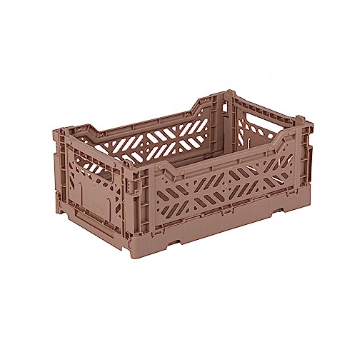 Ay-Kasa Klappkiste, stabile Faltkiste aus Kunststoff, stapelbar, Warm Taupe, Mini (27x17x11cm) von AYKASA