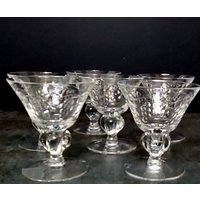 Seltene Vintage Kristalltraube Und Blumenmuster Cordial Apertif Schnaps Cocktailglas Set/6 von AyCarambaGifts