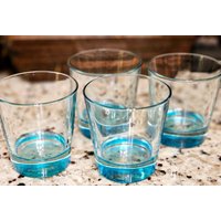 Vintage Aqua Blue Cocktail Whisky Glas Set Von 4 von AyCarambaGifts