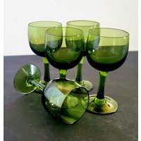 Vintage Sasaki Romanze Grünes Cordial/Apertif Glas Set 5 von AyCarambaGifts