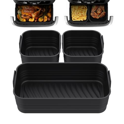 Airfryer Zubehör für Ninja Foodi Flexdrawer AF500EU (3 Stück), Collapsible Silikonform für Heißluftfritteuse, AF500EU Silikonform Airfryer, Ninja AF500DE Air Fryer Silikonmatte, Wiederverwendbar von Ayciep
