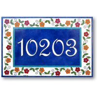 Adresszahlen, Hausnummer, Handgemalte Fliesen, Blumenmuster von AyeBarDesigns