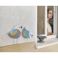Hängende Vögel Wandkunst, Vogelkunst, Wandbehang, Keramik Deko von AyeBarDesigns
