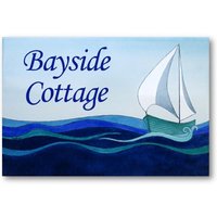 Keramik Hausschild, Adressschild Für Haus Und Haus, Segelboot Schild Für's Am Strand von AyeBarDesigns