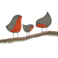 The Robin Familiendekor, Familienwandkunst, Keramikvogelfamilie, Familiengeschenk von AyeBarDesigns