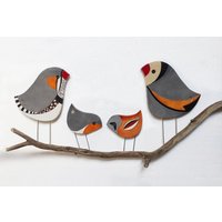 Vogel Familie Wandkunst, Wandbild Vögel, Geschenk, Vögel Wanddeko, Hängende Wandkunst von AyeBarDesigns