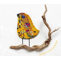 Wandkunst Vogel Inspiriert Von Gustav Klimt, Vögel Wanddekor, Keramikvogel von AyeBarDesigns