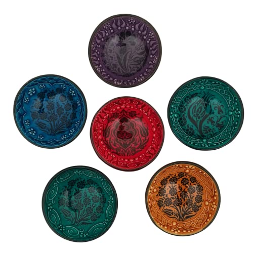 Ayennur Dekorative türkische Keramikschalen-Set, 6 Stück, handgefertigt, 8 cm (3,14 - 8 cm), mehrfarbig, Dip-Finger, kleine Servierschalen (mehrfarbig) von Ayennur