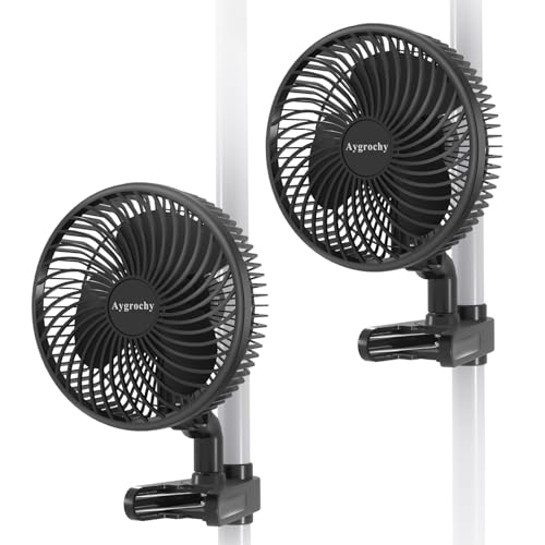Aygrochy 10W Grow Ventilator mit Clip, EC-Motoren Ventilator mit 10-Geschwindigkeiten, IP-44 Schutzart Oszillierender wachsen Clip-on-Lüfter für Zelt(2er-Pack von Aygrochy