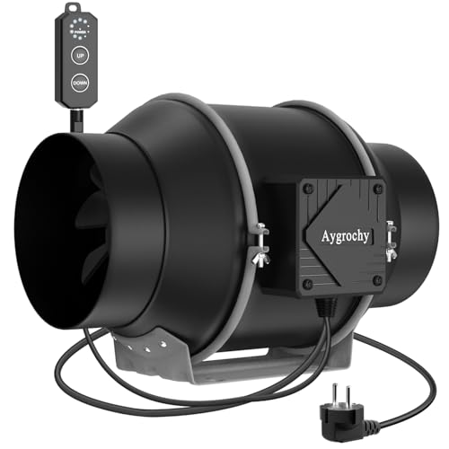 Aygrochy PWM Regelbar Rohrventilator 150mm, EC Motor Rauchabzug Abluftventilator, Inline rohrlüfter für Belüftung und Abluftgebläse. von Aygrochy