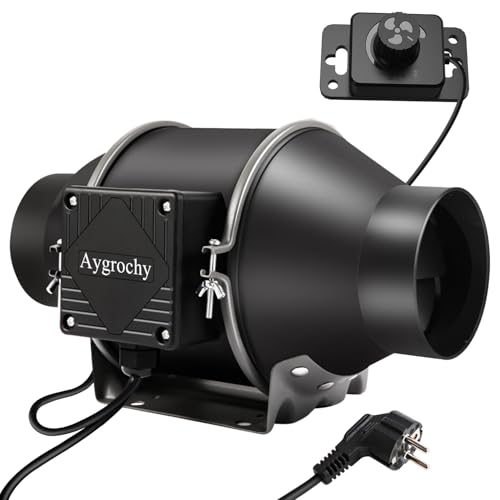 Aygrochy Regelbar Rohrventilator 100mm, Abluftventilator 363 m³/h, EC motor Rohrlüfter mit EU-Stecker,für Keller, Garage, Küche, Badezimmer,Wachstumszelte, Hydrokulturen,Belüftung und Abluftgebläs. Aygrochy Regelbar Rohrventilator 100mm, Abluftventilator 363 m³/h, EC motor Rohrlüfter mit EU-Stecker,für Keller, Garage, Küche, Badezimmer,Wachstumszelte, Hydrokulturen,Belüftung und Abluftgebläs. von Aygrochy
