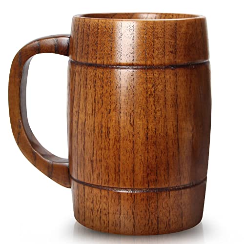 680 ml großer Holz-Bierkrug bester Holz-Wikingerbecher Holzkrug für Männer Frauen Trinkkrug Teetasse männliche Kaffeetasse Geschenke für Bierliebhaber handgefertigte maskuline Tasse Mann große coole von Ayiaren