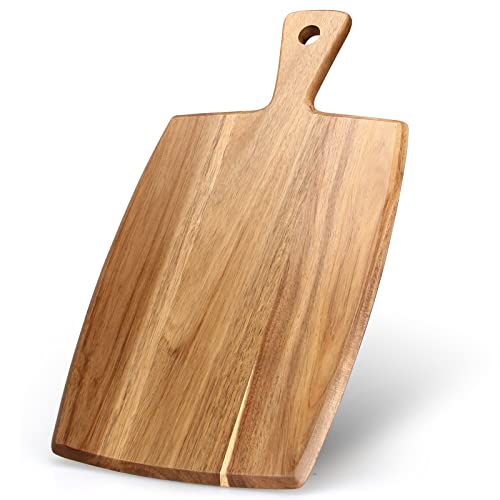 Schneidebrett aus Akazienholz Holzbrett Cheese Charcuterie Boards 43 x 25 cm Küche Schneidbrett Holzschneidebretter Fleisch Servier Brett Hackbretter Käsebrett Holz Schneidebretter mit Griff von Ayiaren