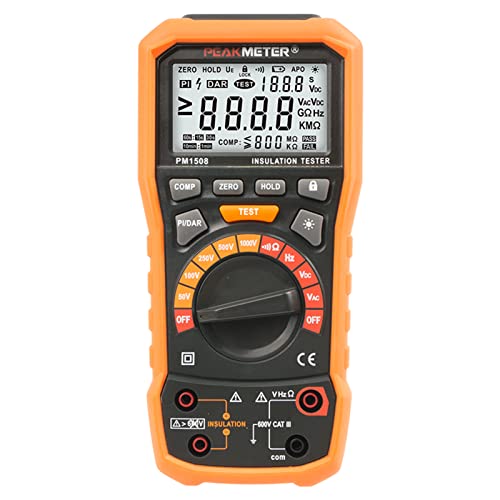 Digital Megohmmeter Isolierungs-Widerstand-Prüfvorrichtung 1000V AC/DC für elektrische Ausrüstung und isolierenden Widerstand bis zu 100GΩ mit PI/DAR, Frequenz und Niederspannungsprüfung von Ayitam