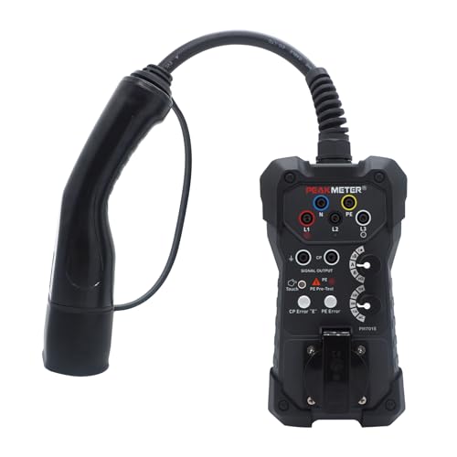 EV Supply Equipment Adapter, Prüfung für Typ 2 Ladestationen, PP und CP Simulation, kann mit Multimeter und Oszilloskop verbunden werden, eingebaute Schuko Sockel, integrierte LED für Phasenanzeige von Ayitam