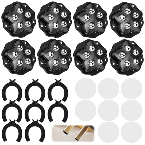 Kugelrollen für Möbel 8 Stück Möbelrollen Klein Kugelrollen Schwerlast Möbelrollen Flach Schwerlast 360 Grad Rollen für Küchengeräte Selbstklebendes mit 5 Stahlkugeln und Bremse, Tragfähigkeit 150kg von Ayixiwarz