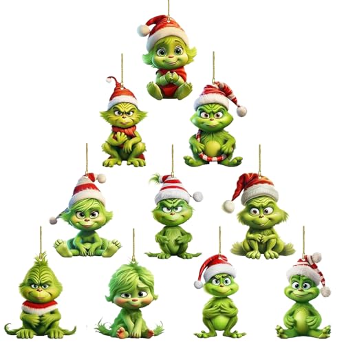 Ayizhiniu 10pcs Grinch Hängende Ornament Weihnachtsbaum Dekorationen, Christbaumschmuck Charakteranhänger, Lustig Grün Weihnachtsbaum Zubehör, Geeignet Xmas Tree Hanging Decorations Ayizhiniu 10pcs Grinch Hängende Ornament Weihnachtsbaum Dekorationen, Christbaumschmuck Charakteranhänger, Lustig Grün Weihnachtsbaum Zubehör, Geeignet Xmas Tree Hanging Decorations von Ayizhiniu