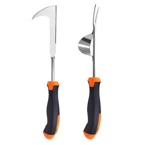 Ayizhiniu 2pcs Unkrautstecher Edelstahl, Fugenkratzer Unkraut Werkzeug, Löwenzahnstecher, Unkrautstecher mit Gummigriff, Manueller Unkrautgabel, Weed Removal Tool, Gilt Entfernen Unkraut von Ayizhiniu
