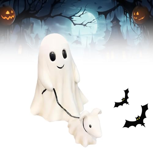 Ayizhiniu Halloween Ghost Walking Dog Statue, Ghost Walking Dog Ornament, Lustige Geisterfigur mit Hund, Gruselige Ghost Dog Halloween Figur, Geeignet Halloween Spukhausdekoration Ayizhiniu Halloween Ghost Walking Dog Statue, Ghost Walking Dog Ornament, Lustige Geisterfigur mit Hund, Gruselige Ghost Dog Halloween Figur, Geeignet Halloween Spukhausdekoration von Ayizhiniu