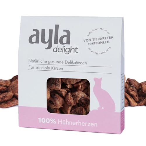AYLA Premium Gefriergetrocknetes | 5X Bundle Proteinreiches Katzenleckerlis | Vital-Booster für Fell & Muskulatur | Für Kitten & Erwachsene Katzen (140g, Hühnerherzen) von AYLA