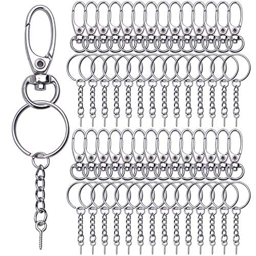 Aylifu Swivel Schlüsselhaken Schmuckverschlüsse, 25 STK. Swivel Karabinerhaken mit 25 STK. Schlüsselringe mit Gliederkette und Schraubenaugen Pins für Handwerk Kosmetik & Schmuck von Aylifu