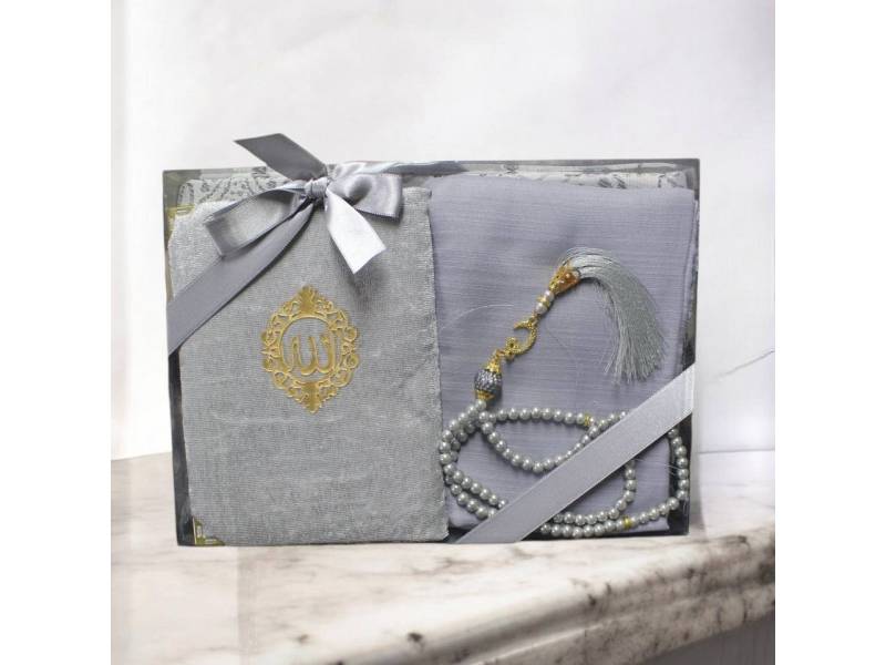Aymasal Läufer Geschenkset 4 tlg. Gebetsteppich + 99er Gebetskette+ Koran Juz + Hijab von Aymasal