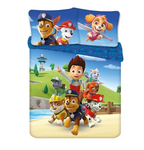 Aymax Bettwäsche für Doppelbett, Paw Patrol, Bettbezug 200 x 200 cm + 2 Kopfkissenbezüge 65 x 65 cm, Mikrofaser von Aymax