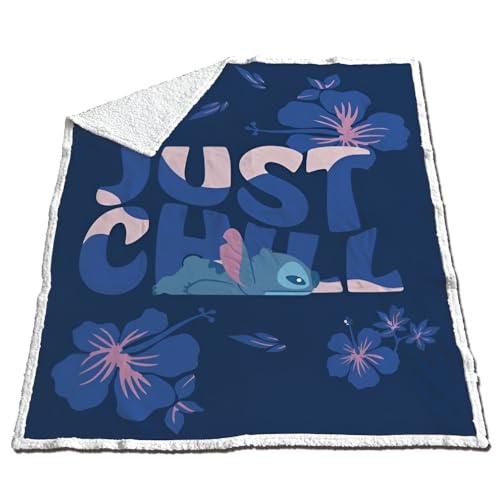 Aymax Disney Lilo & Stitch Kuscheldecke „Just Chill“ – Flauschige Coral-Fleece-Decke mit tropischem Design – 130 × 170 cm von Aymax