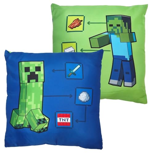 Aymax Minecraft Kissen Dekokissen „Creeper Zombie“ 40 × 40 cm 100% Polyester Wende-Kissen von Aymax