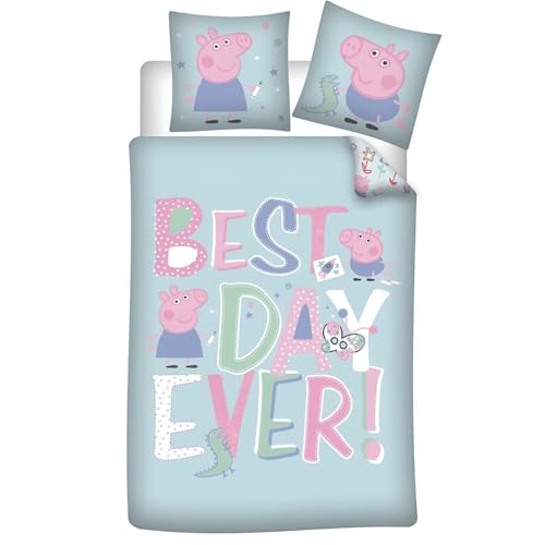 Aymax Peppa Wutz Kinder Bettwäsche Set 135x200 cm – Mikrofaser-Bettgarnitur mit Kissenbezug 63x63 cm – Motiv „Best Day Ever“ für Mädchen & Jungen Aymax Peppa Wutz Kinder Bettwäsche Set 135x200 cm – Mikrofaser-Bettgarnitur mit Kissenbezug 63x63 cm – Motiv „Best Day Ever“ für Mädchen & Jungen von Aymax