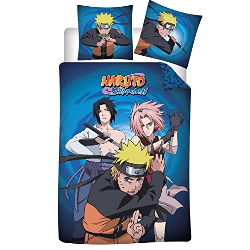 Aymax S.P.R.L Bettwäsche Naruto, Flanell, 100% Baumwolle, Bettbezug 140 x 200 cm + Kissenbezug 65 x 65 cm von Aymax